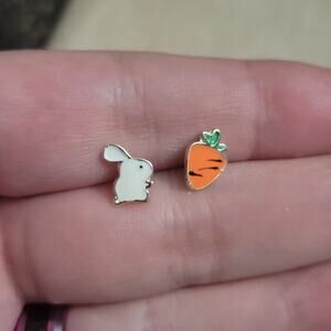 bunny & carrot mismatch Easter post earrings